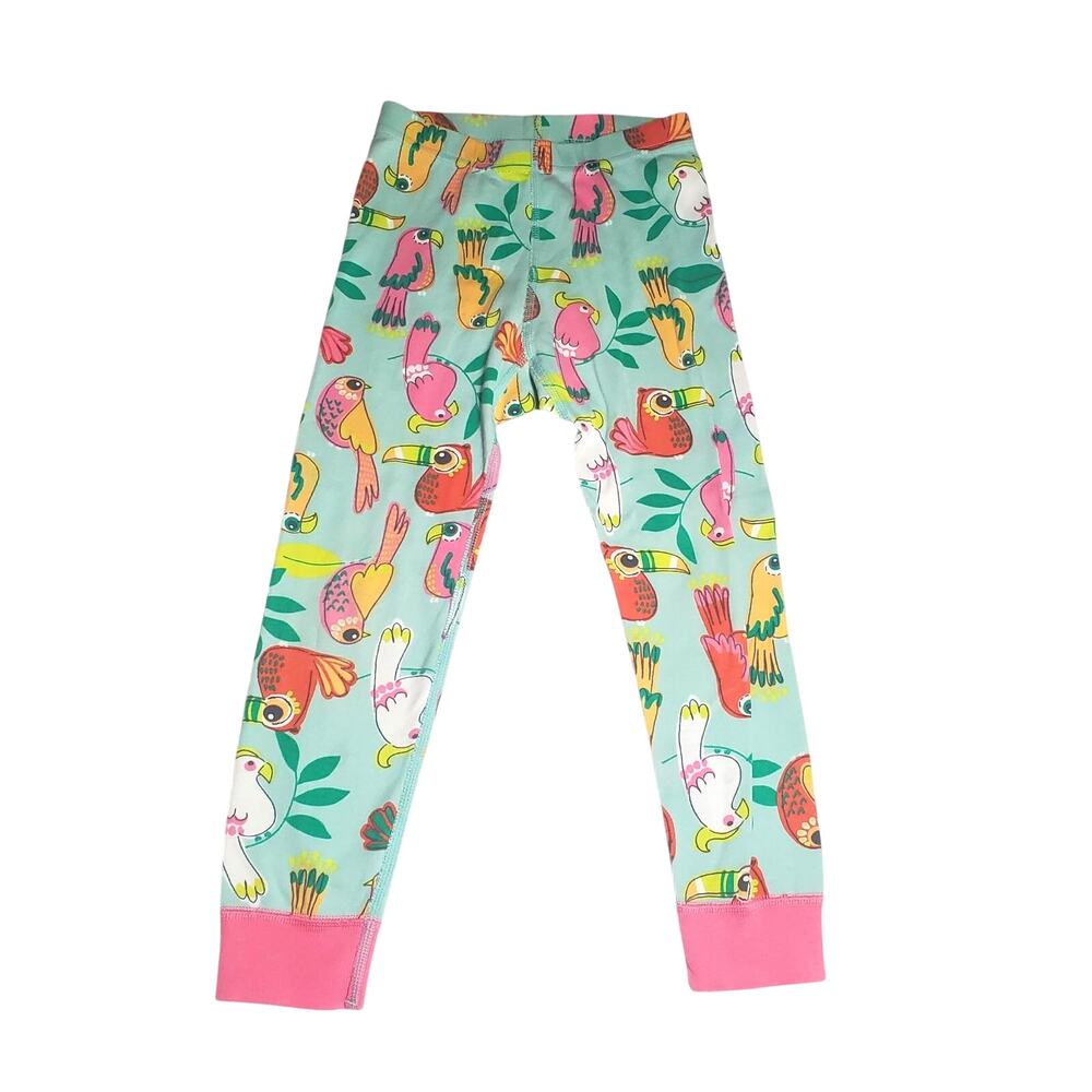 Hanna Andersson 100% Organic Cotton Kids Size 4 Bird Print Pajama Pants Green